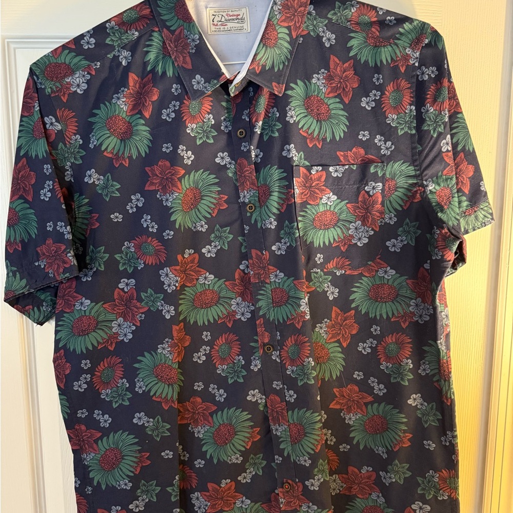 7 Diamonds Navy Floral Men's Button Up Shirt